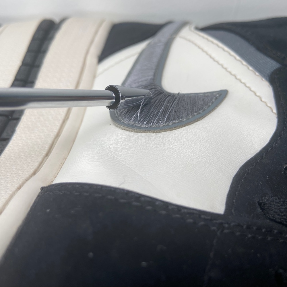 Nike Air Jordan 1 Mid Satin Grey Sneakers Mens 14 Black White Shoes 852542-011 - Picture 8 of 16
